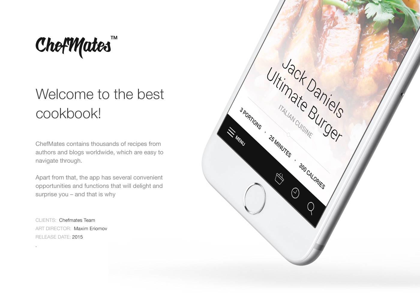 Chefmates mobile cookbook product screens