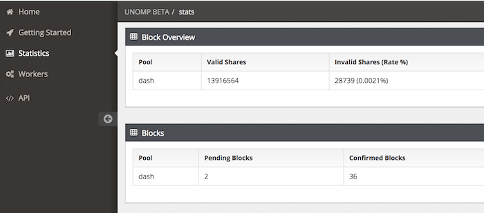 Original NOMP mining-pool statistics dashboard